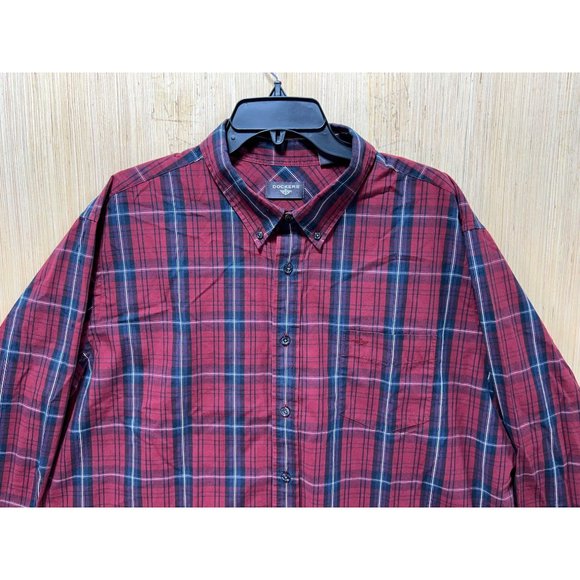 DOCKERS - Men's Long Sleeve Plaid Shirt - Burgundy - XXL - Picture 14 of 14